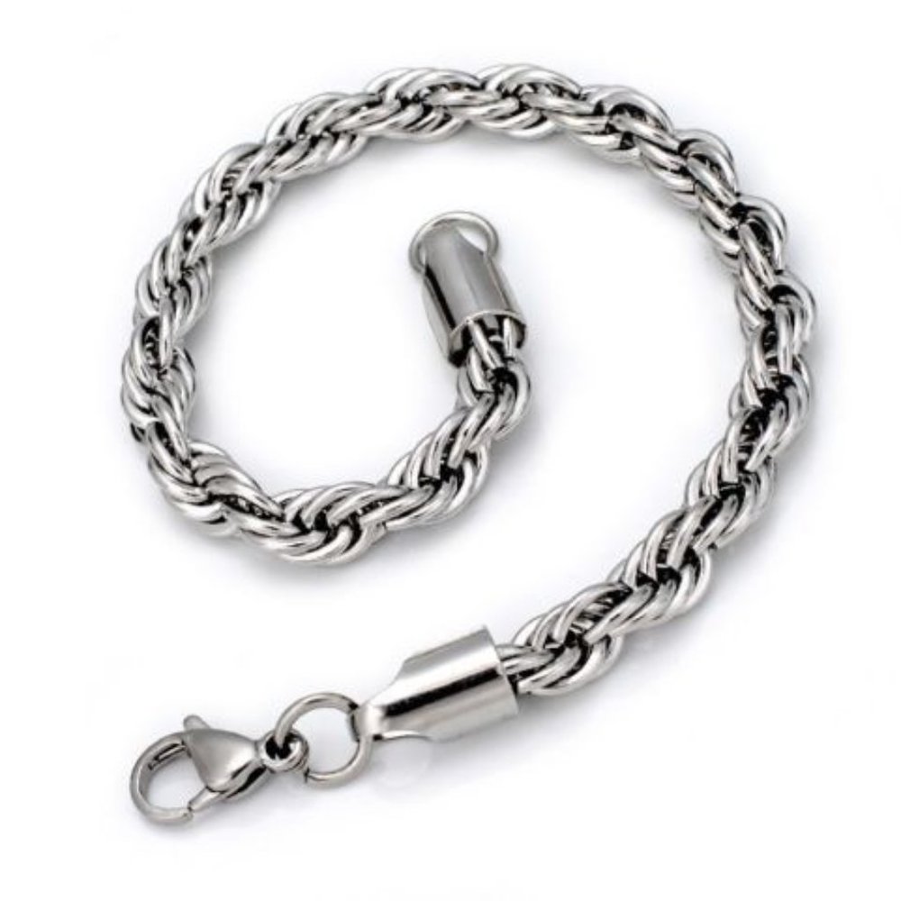 Men's Bracelet Twist Rope Chain Stainless Steel 8" 5mm Party Gift